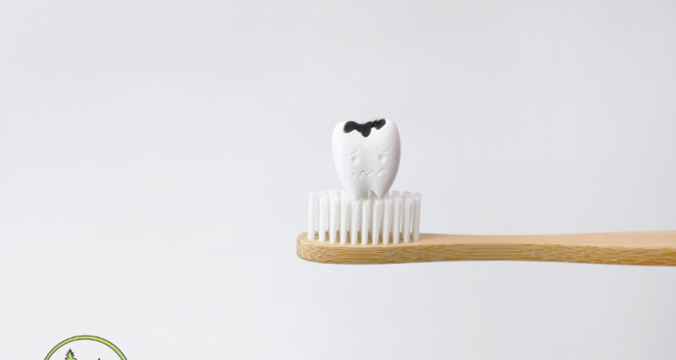 tooth with cavity sitting upon toothbrush